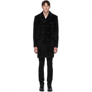 Saint Laurent Black Rive Gauche Double Breasted Coat Saint Laurent Black Rive Gauche Double Breasted Coat