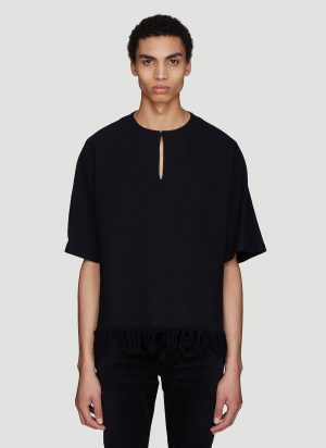 Saint Laurent Fringe Hem Canvas Kimono Tunic in Black size EU - 40 Saint Laurent Fringe Hem Canvas Kimono Tunic in Black size EU - 40