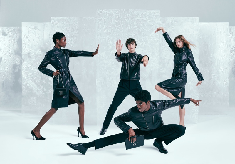 Imari Karanja, Liam Kelly, Alton Mason, and Nataliya Bulycheva appear in Salvatore Ferragamo's holiday 2019 campaign.