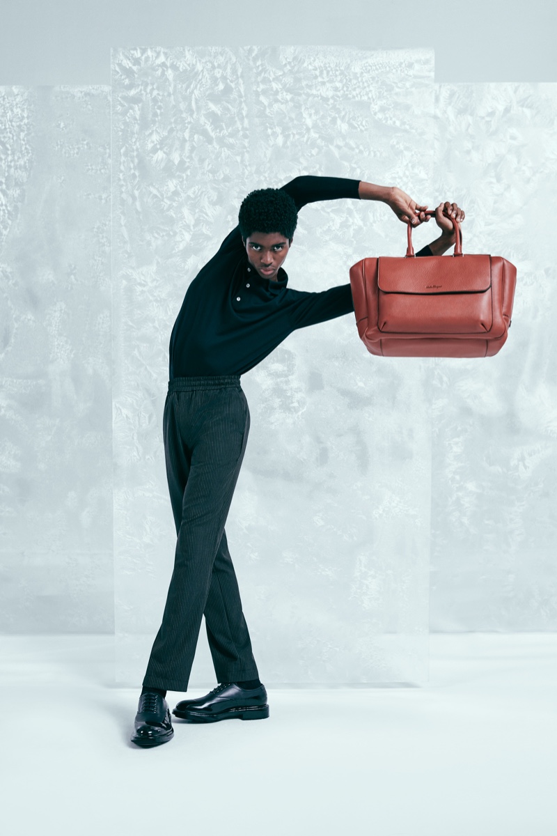 Model Alton Mason connects with Salvatore Ferragamo for its holiday 2019 campaign.