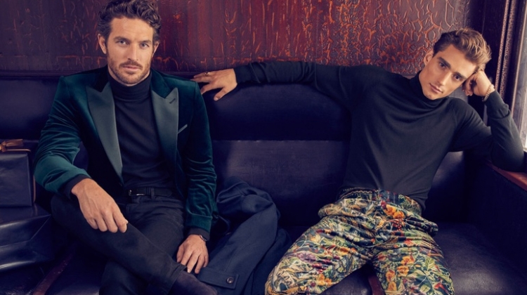 Models Justice Joslin and Kane Roberts star in Simons' holiday 2019 campaign.