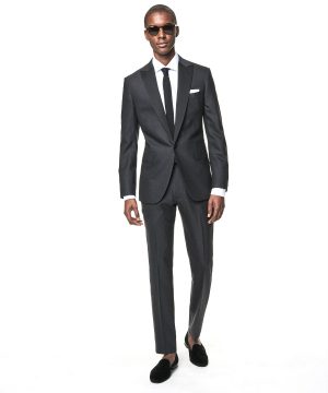 Sutton Fit Peak Lapel Tuxedo Jacket in Grey Wool Sutton Fit Peak Lapel Tuxedo Jacket in Grey Wool