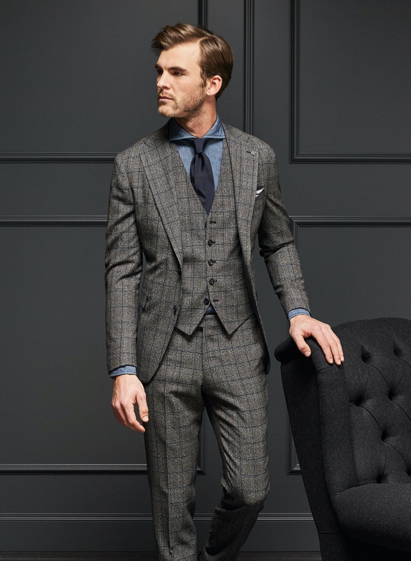 Donning a three-piece suit, Patrick Kafka dons Tagliatore. » Patrick Kafka Dons Classic Style in Tagliatore Fall '19 Collection Donning a three-piece suit, Patrick Kafka dons Tagliatore.