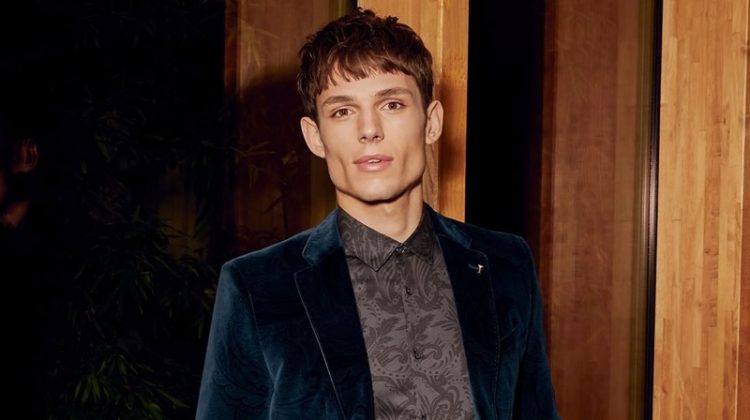 Adrian Inspires in Holiday ’19 Party Style for Ted Baker