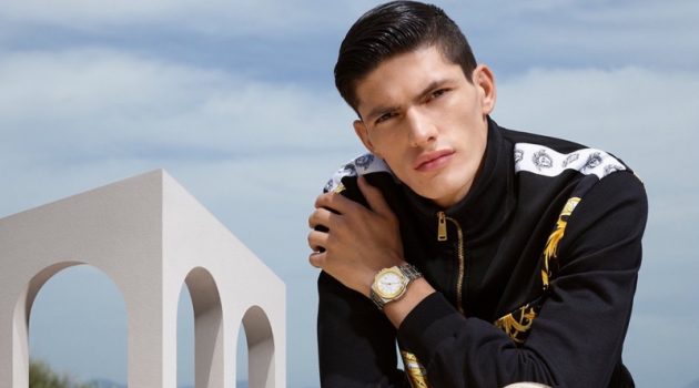 Islam Dulatov fronts Versace's 2019 watches campaign.