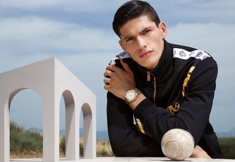 Islam Dulatov fronts Versace's 2019 watches campaign.