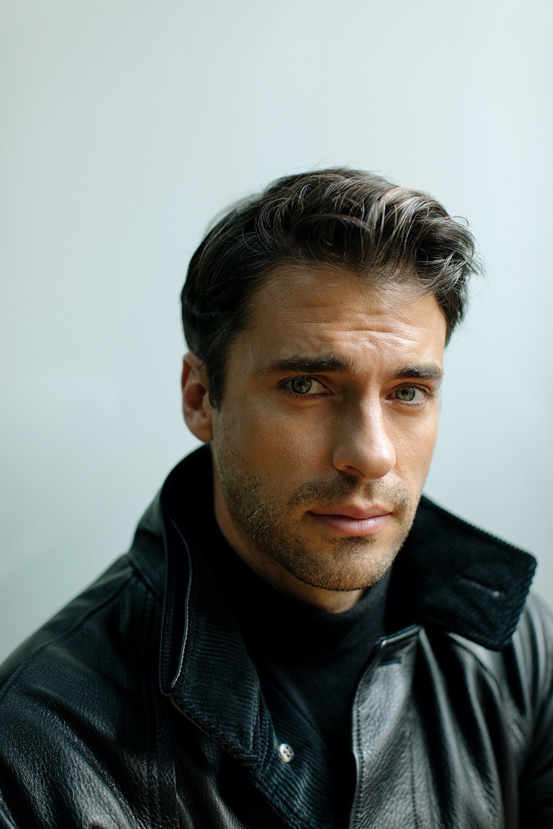 A modern vision, Jorge Viladoms wears a Salvatore Ferragamo leather jacket with an Ermenegildo Zegna sweater. » Jorge Viladoms Covers Vogue Hombre, Discusses Finding Music A modern vision, Jorge Viladoms wears a Salvatore Ferragamo leather jacket with an Ermenegildo Zegna sweater.