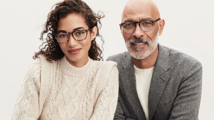 Pictured right, model Lono Brazil makes a statement in Warby Parker Baker glasses.