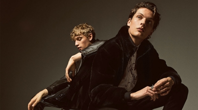 Models Peter Dupont and Valentin Caron wear Zara fashions for a rock-inspired editorial.