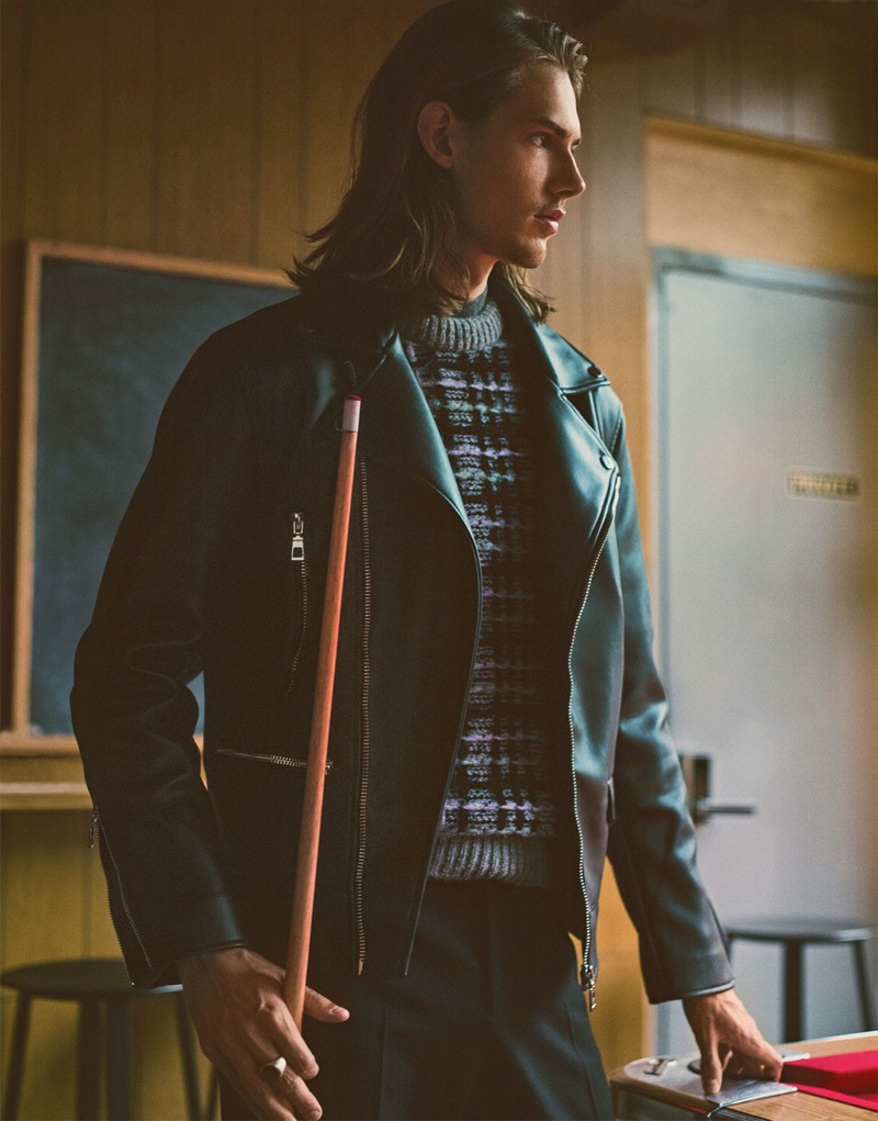 Zara enlists model Niclas Koch to star in its knitwear editorial.