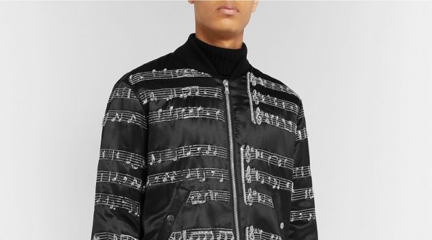 Shop Saint Laurent, AMIRI + More from Mr Porter Sale AMIRI Embellished Satin Bomber Jacket