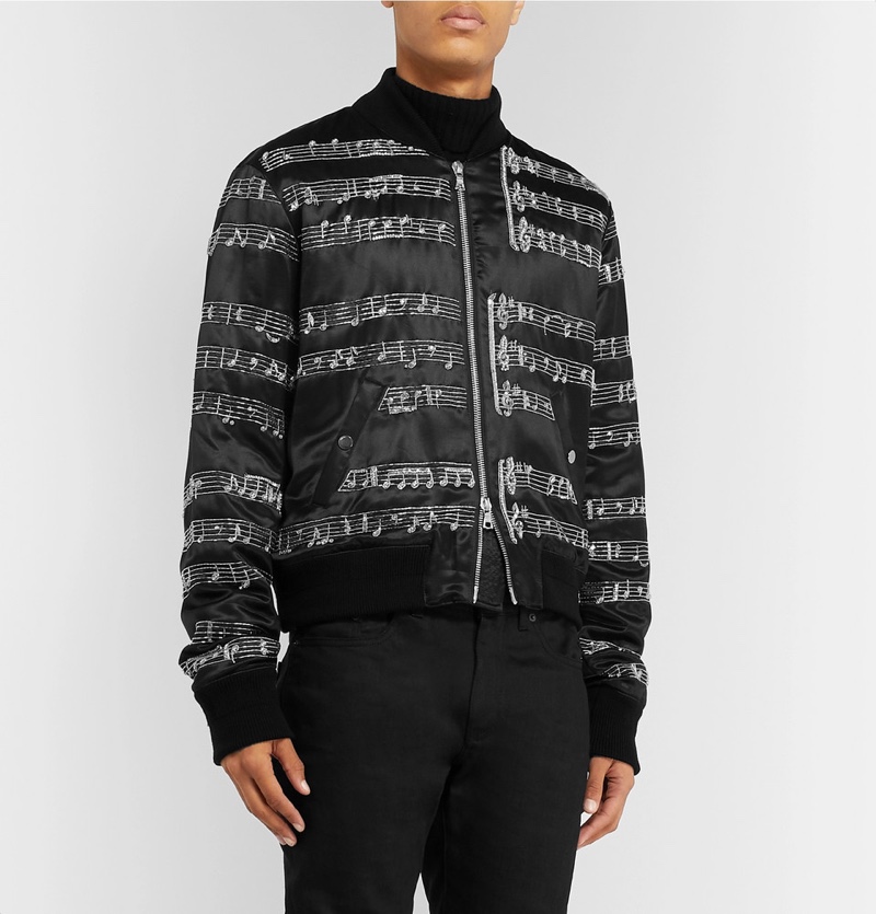 AMIRI Embellished Satin Bomber Jacket