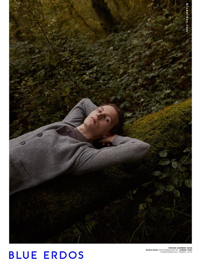 Reconnecting with nature, Daan Duez appears in Blue Erdos' spring-summer 2020 campaign.