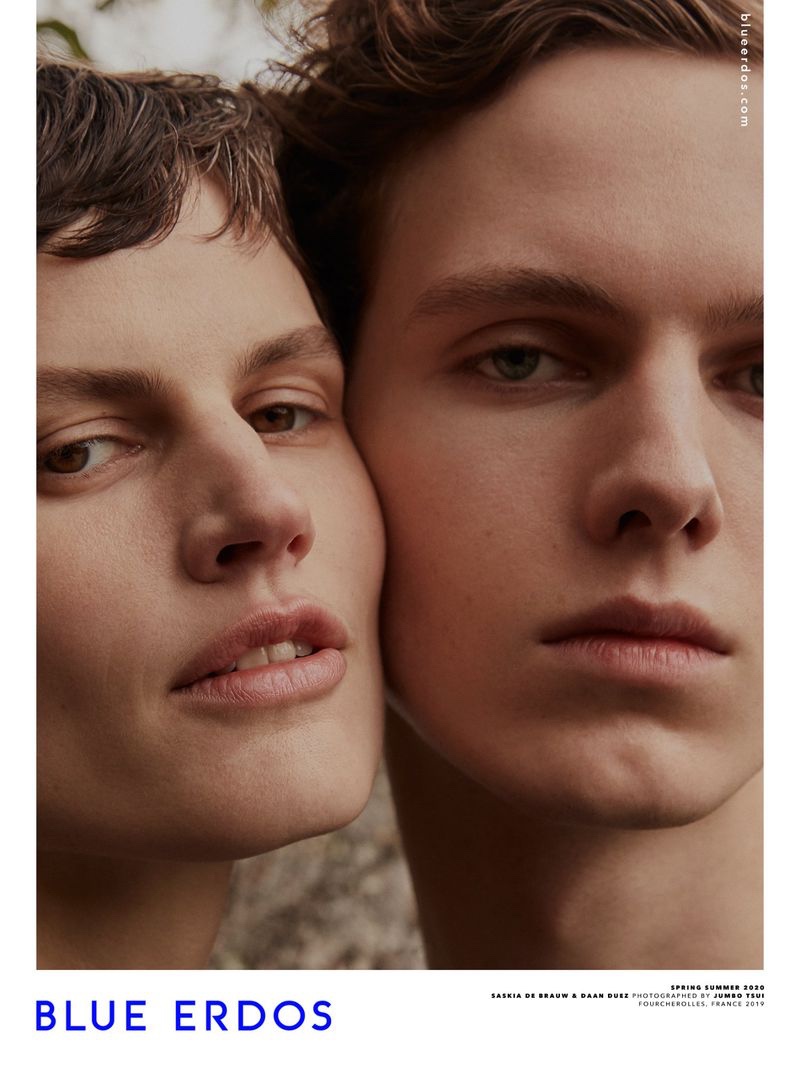 Cheek to cheek, Saskia de Brauw and Daan Duez star in Blue Erdos' spring-summer 2020 campaign.