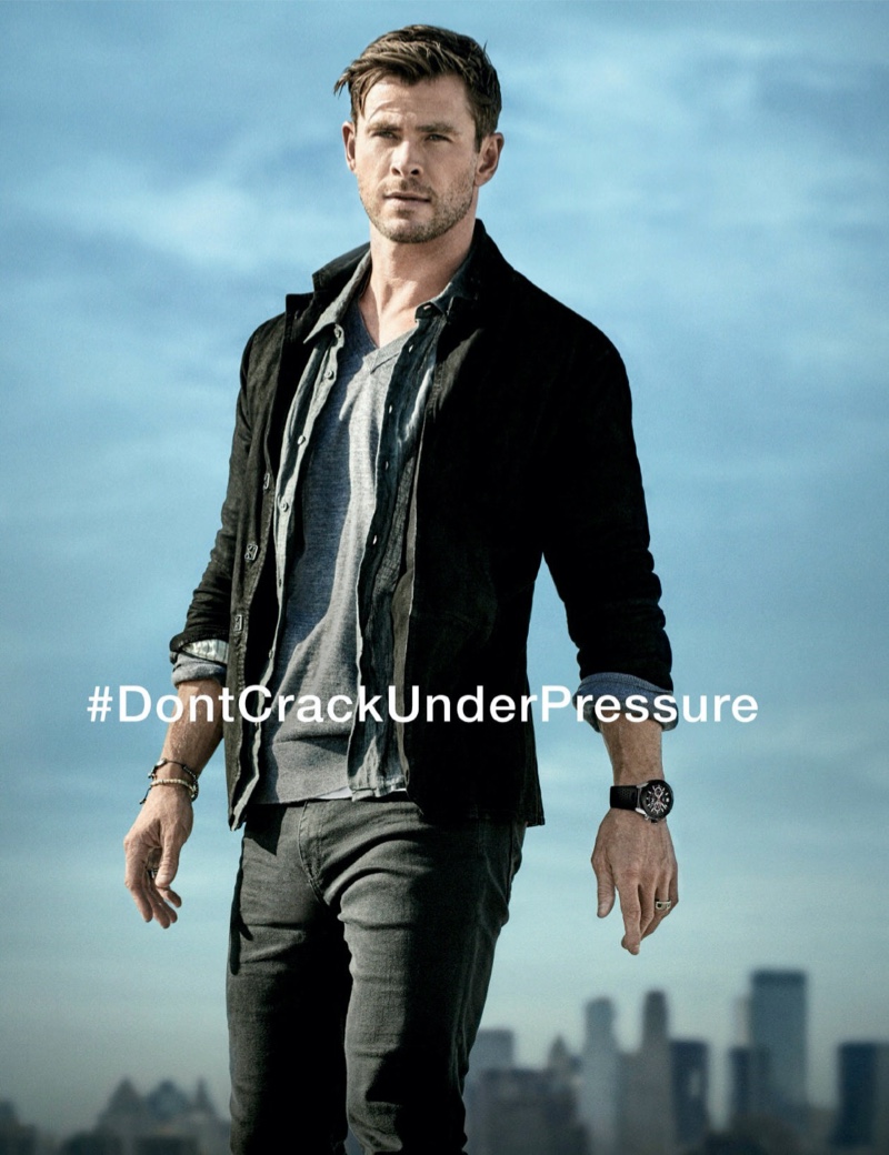 Australian actor Chris Hemsworth connects with TAG Heuer for its #DontCrackUnderPressure campaign. » Take 5 Ads: Chris Hemsworth for TAG Heuer, Simon Baker & Longines + More Australian actor Chris Hemsworth connects with TAG Heuer for its #DontCrackUnderPressure campaign.