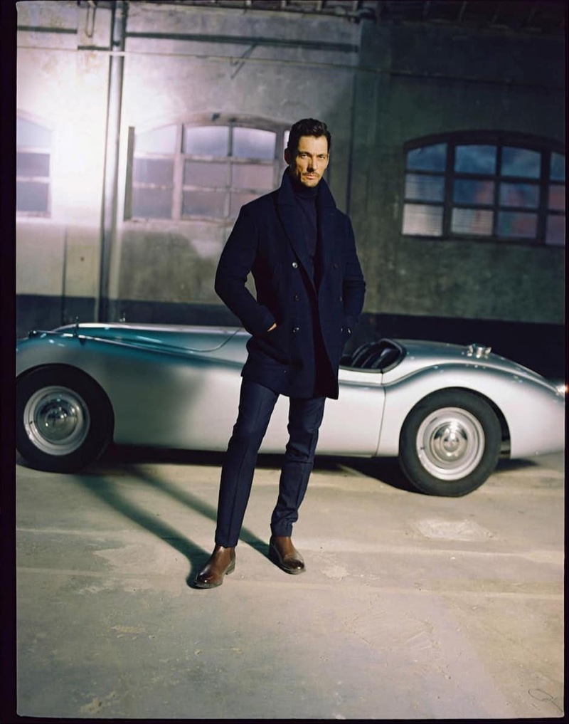 Front and center, David Gandy dons Massimo Dutti menswear.