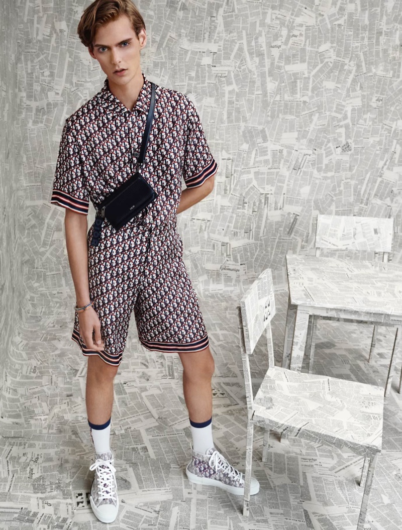 Mats Van Snippenberg rocks an all-over print from Dior Men's resort 2020 collection for Holt Renfrew.