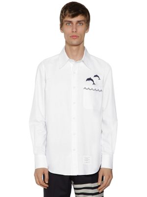 Dolphin Embroidered Oxford Cotton Shirt Dolphin Embroidered Oxford Cotton Shirt