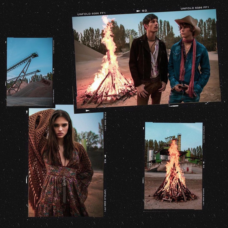 Models Justin Eric Martin, Serge Sergeev, and Alexandra Micu come together for Dsquared2's resort 2020 campaign.