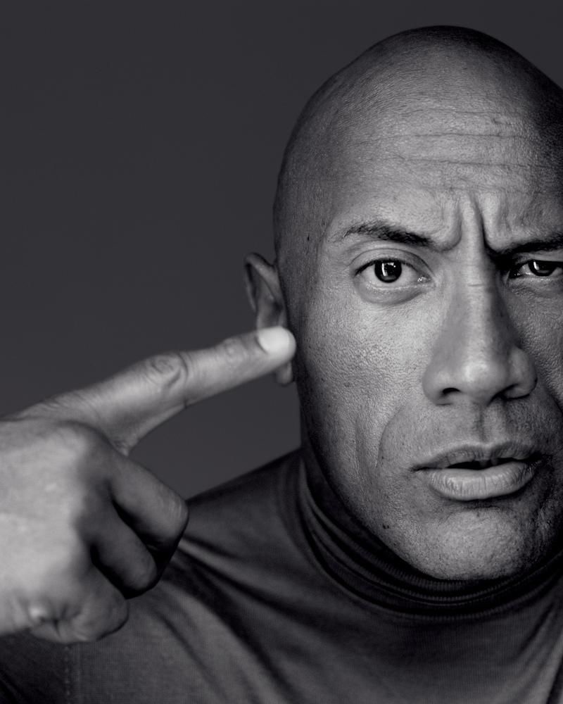 Connecting with WSJ. magazine, Dwayne "The Rock" Johnson sports a Prada turtleneck.