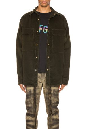 Fear of God Corduroy Shirt Jacket in Green Fear of God Corduroy Shirt Jacket in Green