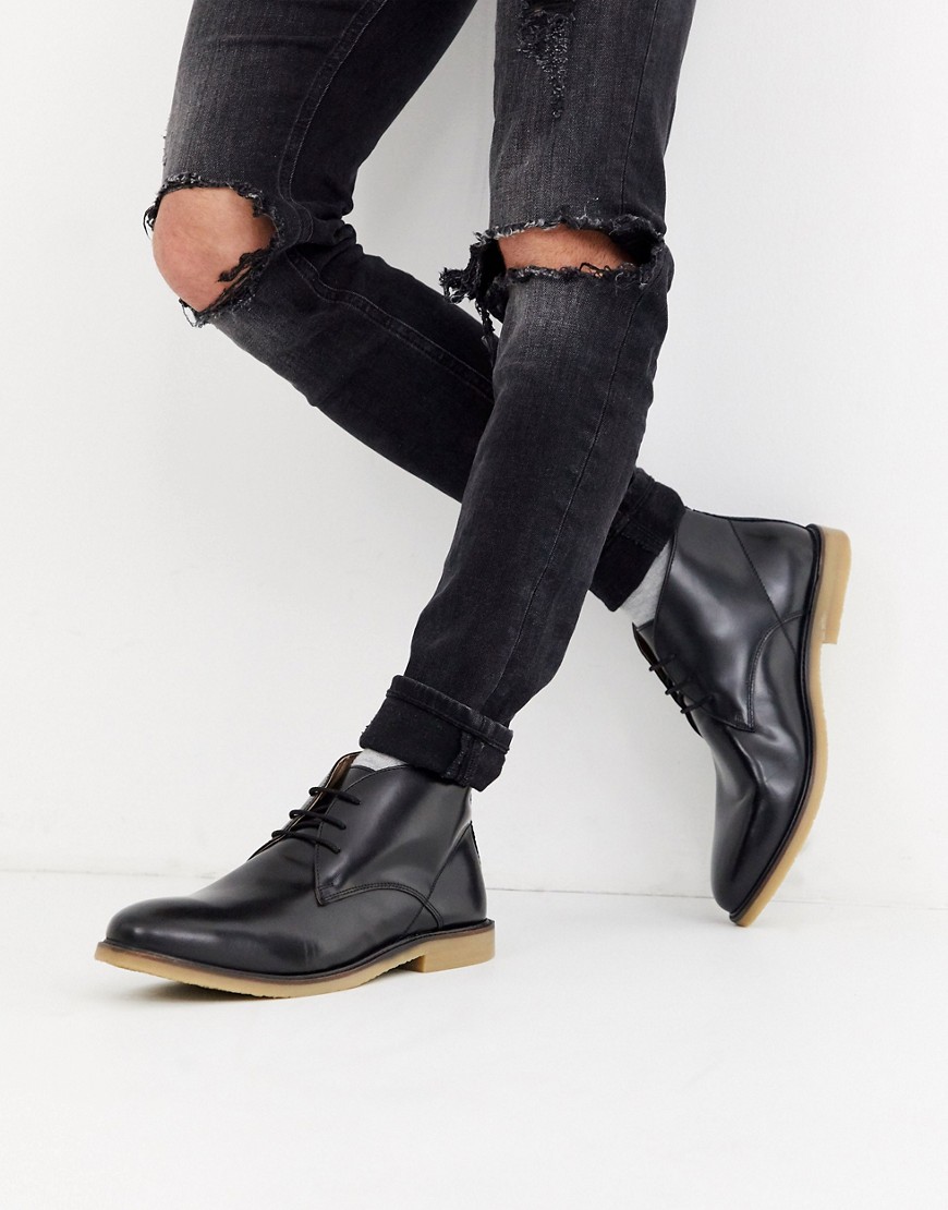 French Connection leather chukka boot-Black | The Fashionisto