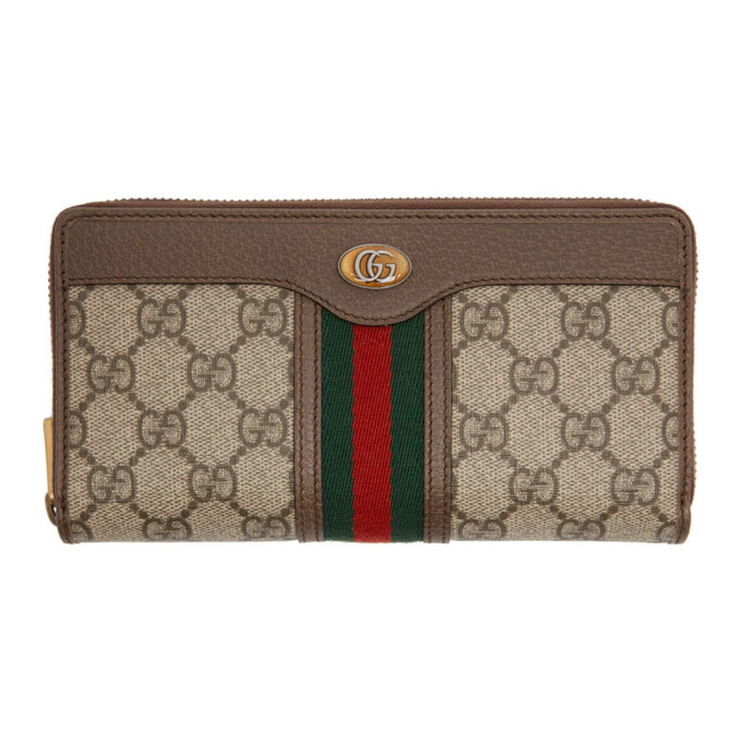 Gucci Beige GG Ophidia Zip Around Wallet | The Fashionisto