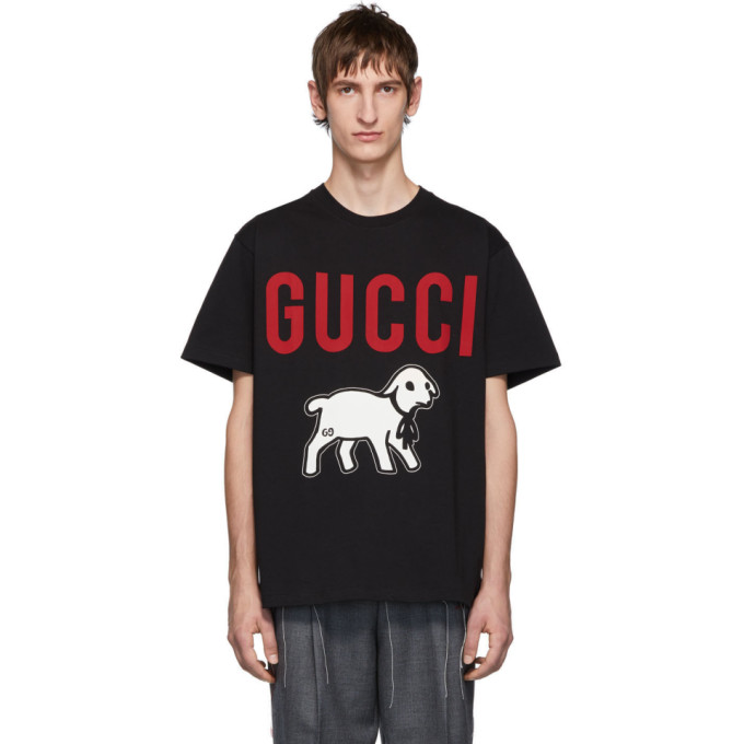 Gucci Black Oversized Lamb T-Shirt | The Fashionisto