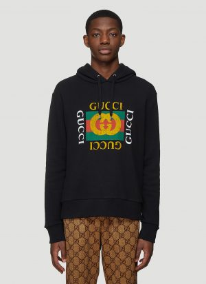 Gucci Gucci Fake Logo Hooded Sweatshirt in Black size XL Gucci Gucci Fake Logo Hooded Sweatshirt in Black size XL