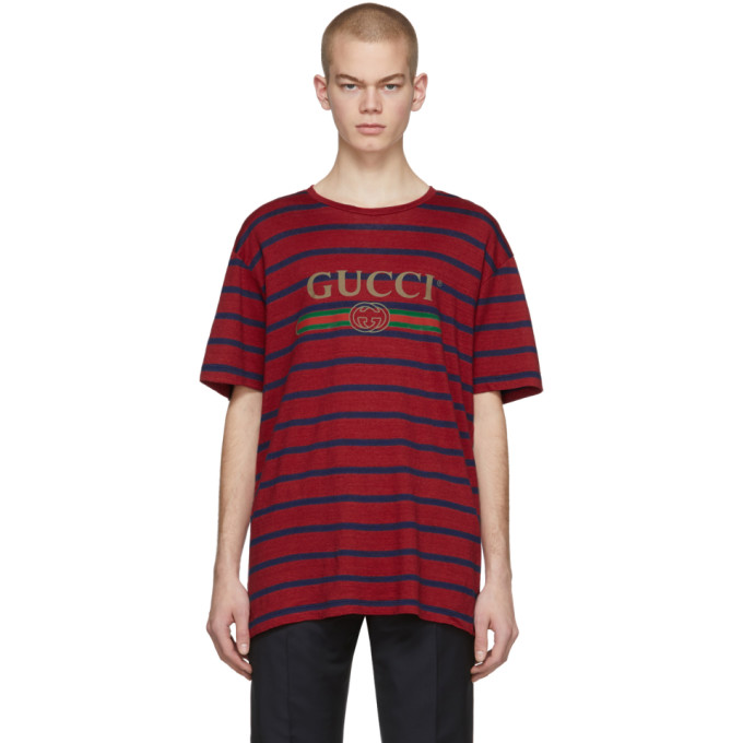 gucci red and white striped shirt