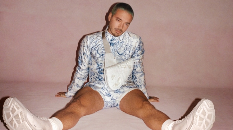 Taking to the studio, J Balvin wears a look from Dior Men.