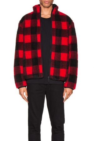JOHN ELLIOTT Polar Fleece Zip Up in Black,Plaid,Red JOHN ELLIOTT Polar Fleece Zip Up in Black,Plaid,Red