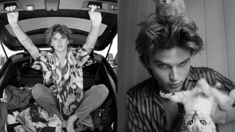 Jordan Barrett Poses with Cats for Puss Puss