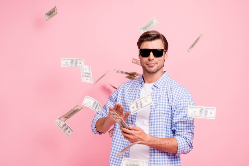 Man Throwing Money Cash Hundreds Man Throwing Money Cash Hundreds