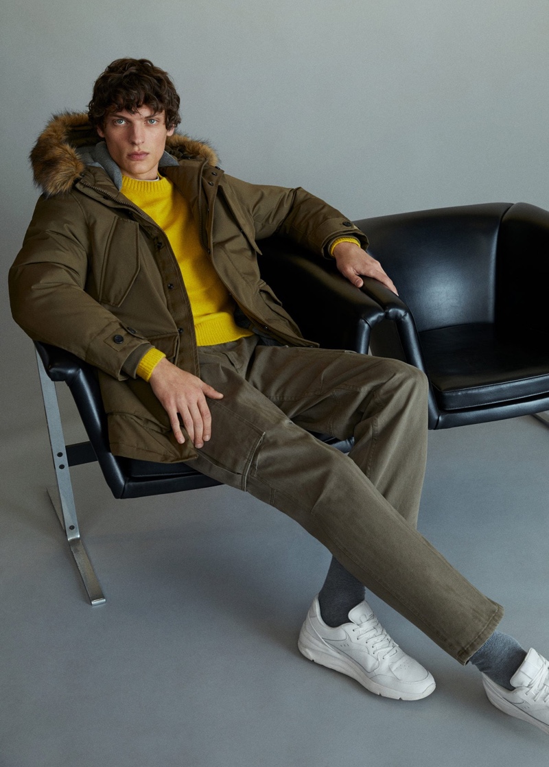 Model Valentin Caron sports a casual look from Mango.