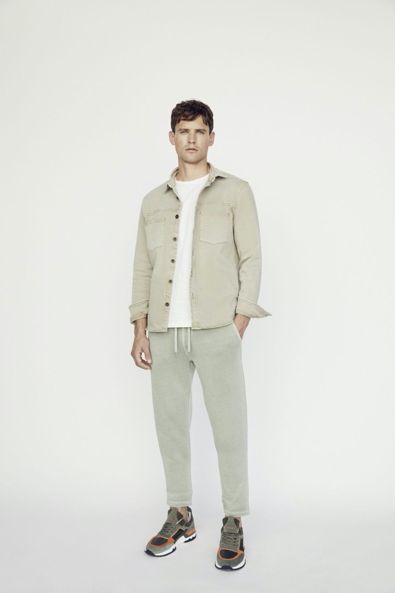 Making a case for monochromatic style, Guy Robinson models a look from Marc O'Polo.