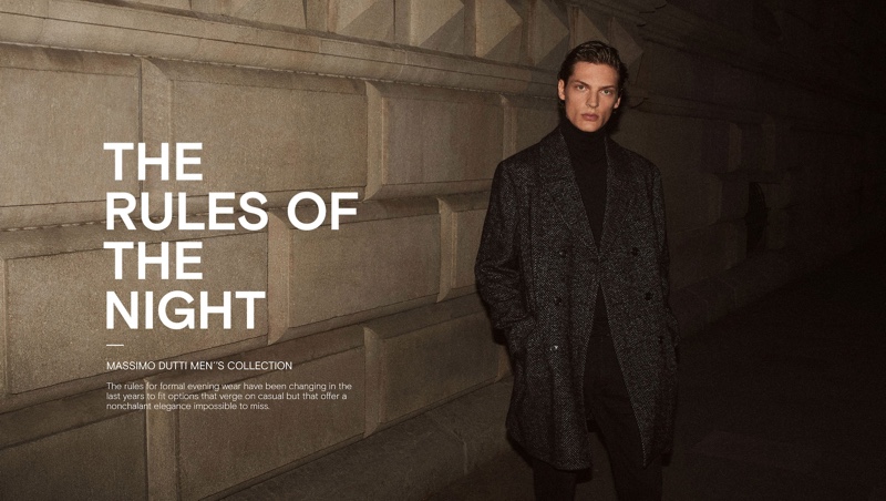 Model Valentin Caron stars in a Massimo Dutti menswear editorial.