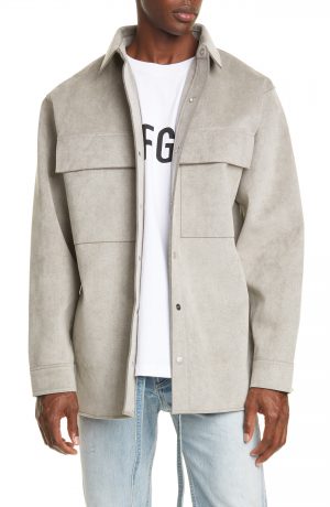 Men's Fear Of God Sueded Shirt Jacket, Size X-Large - Grey Men's Fear Of God Sueded Shirt Jacket, Size X-Large - Grey