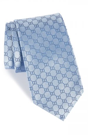 Men's Gucci Fedra Silk Jacquard Tie, Size One Size - Blue Men's Gucci Fedra Silk Jacquard Tie, Size One Size - Blue