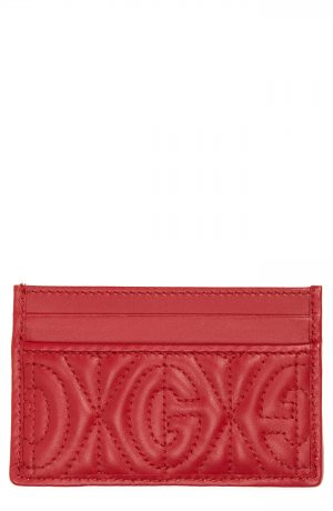 Men's Gucci Gg Rhombus Quilted Leather Card Case - Red Men's Gucci Gg Rhombus Quilted Leather Card Case - Red