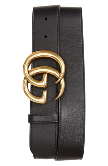 Men’s Gucci Logo Leather Belt, Size 110 EU – Black | The Fashionisto