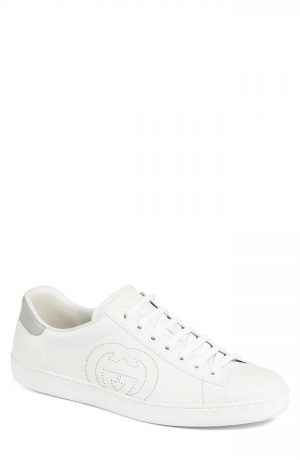 Men's Gucci New Ace Perforated Logo Sneaker, Size 7US - White Men's Gucci New Ace Perforated Logo Sneaker, Size 7US / 6UK - White