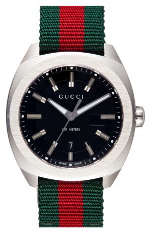 Men's Gucci Stripe Fabric Strap Watch, 40Mm Men's Gucci Stripe Fabric Strap Watch, 40Mm