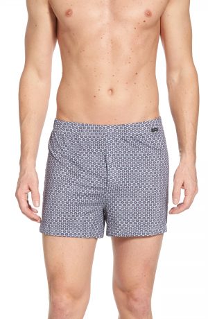 Men's Hanro Elias Cotton Boxers, Size Large - Blue Men's Hanro Elias Cotton Boxers, Size Large - Blue