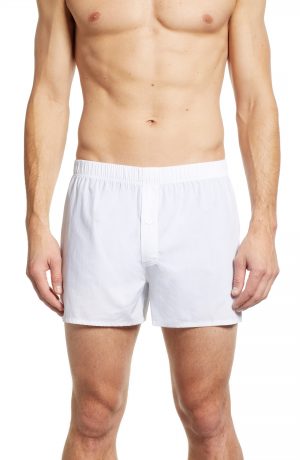 Men's Hanro Fancy Cotton Boxers, Size Small - White Men's Hanro Fancy Cotton Boxers, Size Small - White