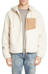 Men's John Elliott Boulder Polar Fleece Hooded Jacket, Size Large - Ivory Men's John Elliott Boulder Polar Fleece Hooded Jacket, Size Large - Ivory