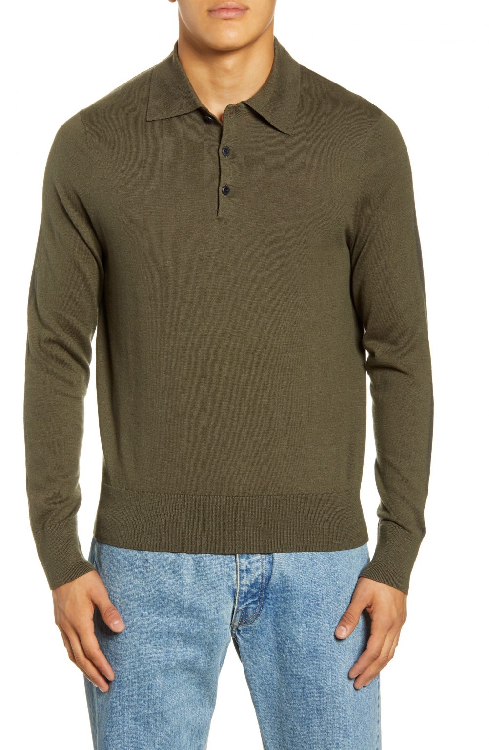 Men’s Rag & Bone Barrow Long Sleeve Sweater Polo, Size Small – Green ...