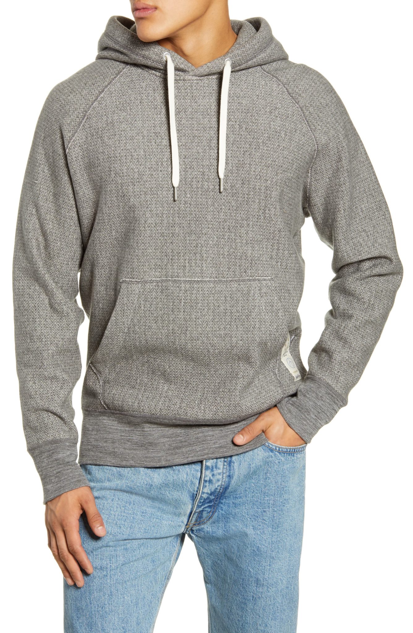 Men’s Rag & Bone Herringbone Racer Hooded Sweatshirt, Size Medium ...