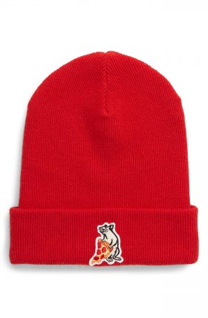 Men's Rag & Bone Pizza Rat Patch Beanie - Red Men's Rag & Bone Pizza Rat Patch Beanie - Red
