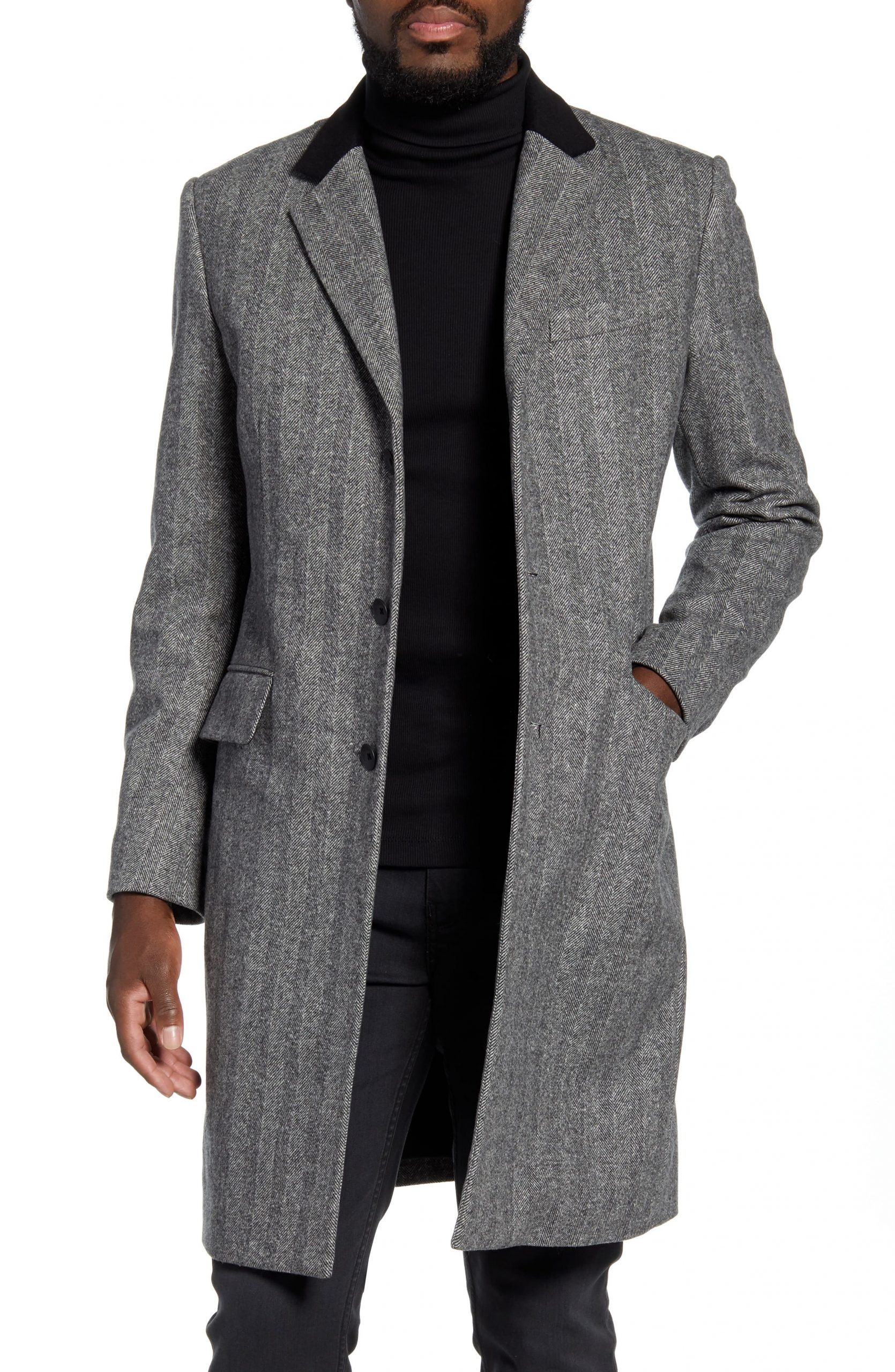 Men’s Rag & Bone Rory Classic Fit Wool Blend Coat, Size 38 – Black ...